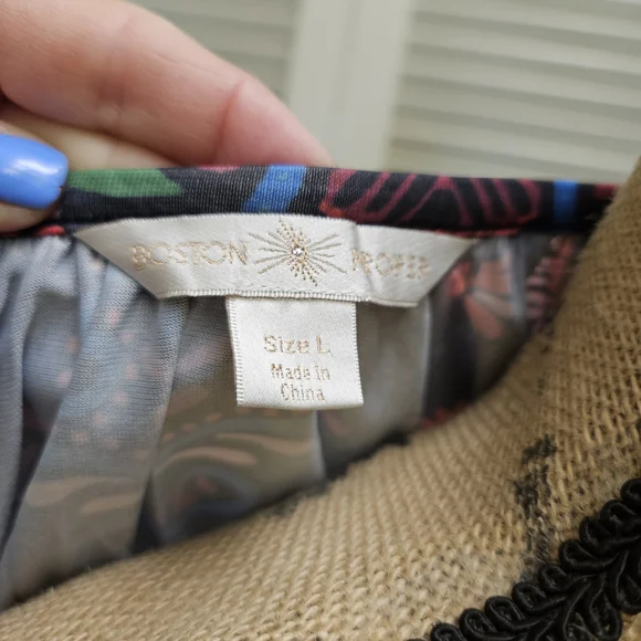 Boston Proper Vibrant Boho Floral Long Sleeve Blouse Bell Cuffs - Picture 7 of 13